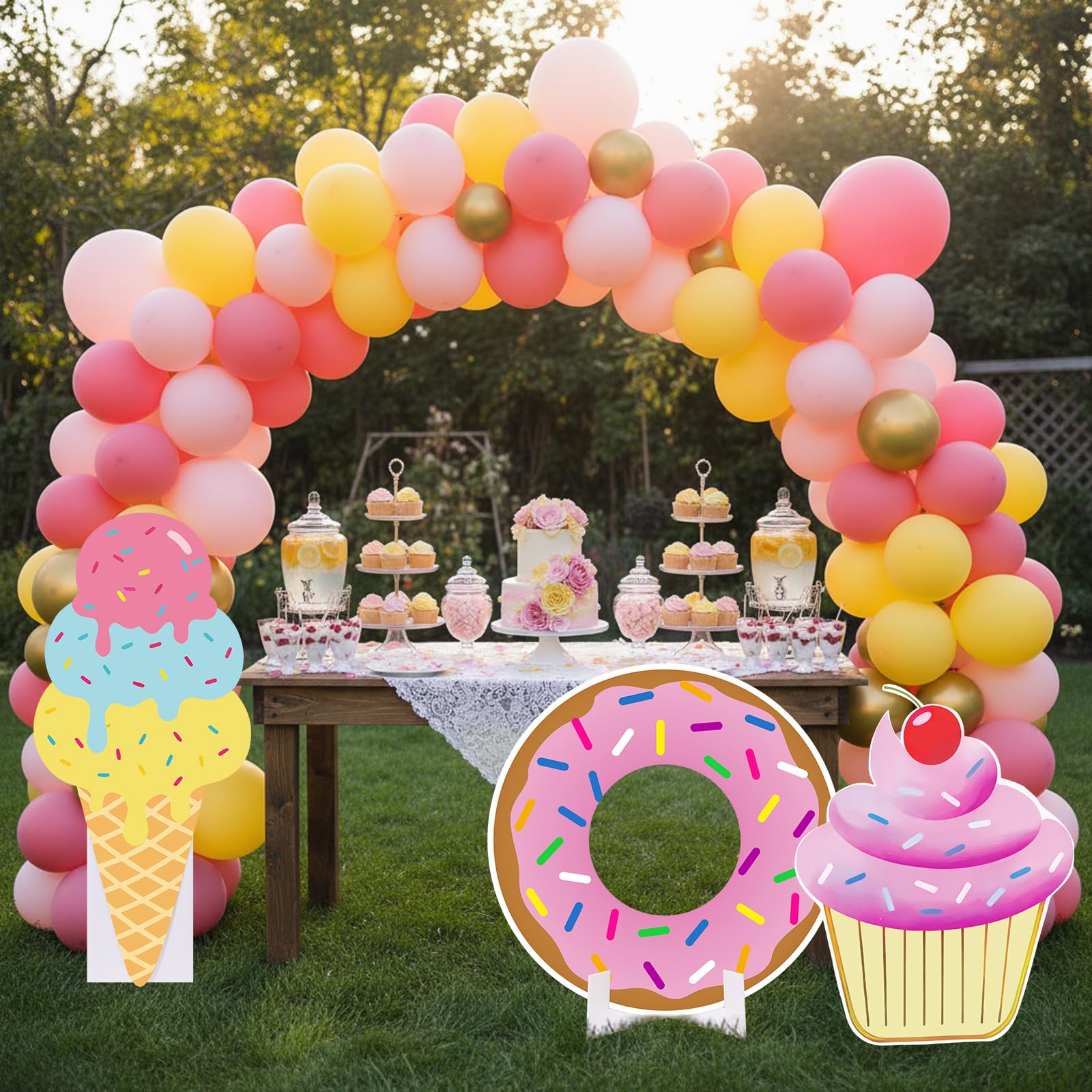 Pączek, duży stojak, dekoracja imprezowa, zestaw z solidnymi podstawami, duży znak podwórka, na imprezę tematyczną, baby shower, rekwizyty do budki fotograficznej, do użytku wewnątrz i na