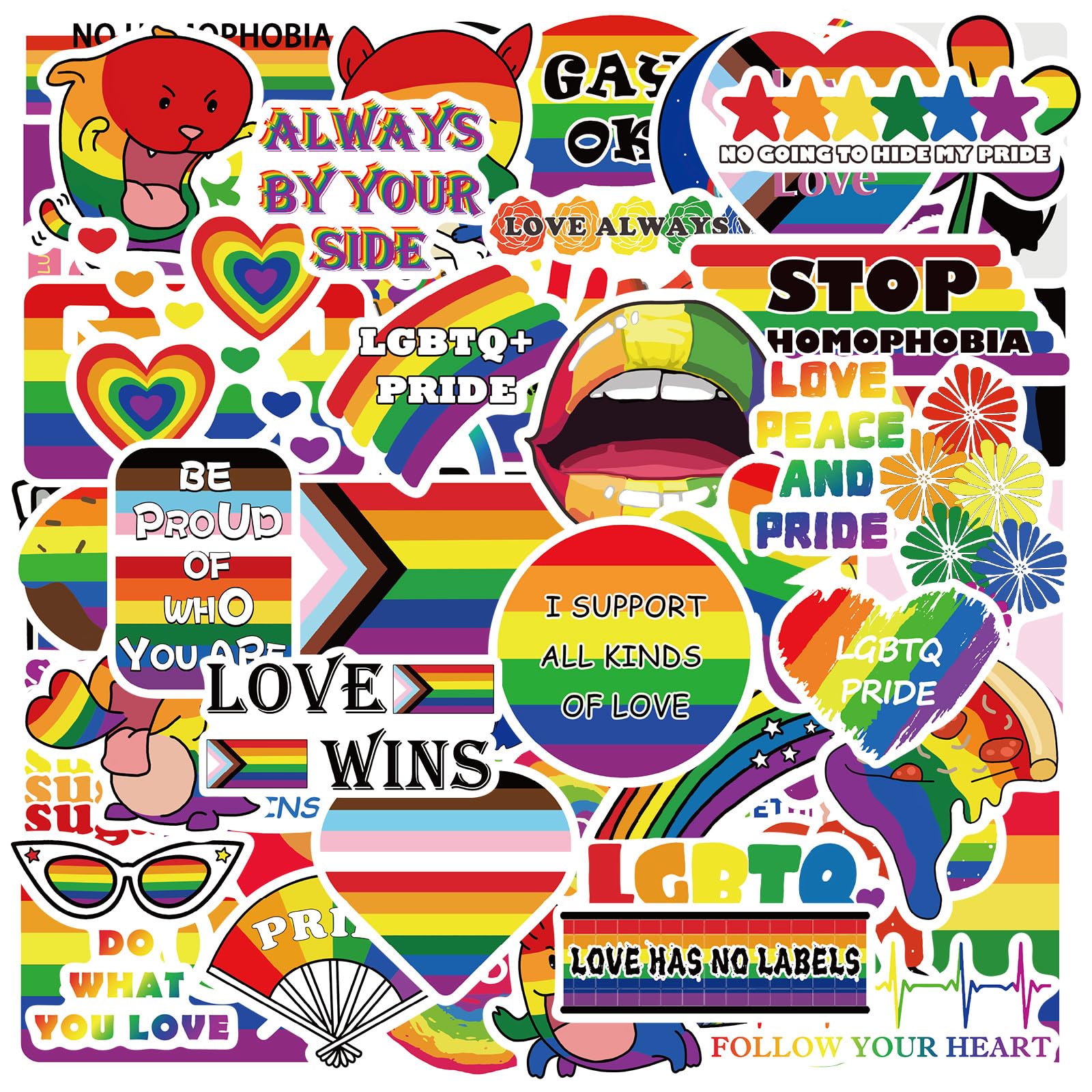 Pride Stickers Bulk, 200 PCS Rainbow Sticker Packs for LGBTQ Gay Pride Stuff Accessories Celebration Parades Home Decor Party Supplies Festivals
