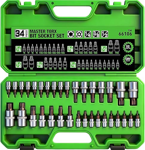 Miniatura 11 de SWANLAKE Juego de 32 piezas de llaves hexagonales, SAE y métricas, juego de llaves de 0.25, 0.375 y 0.5 pulgadas, acero S2 y Cr-V