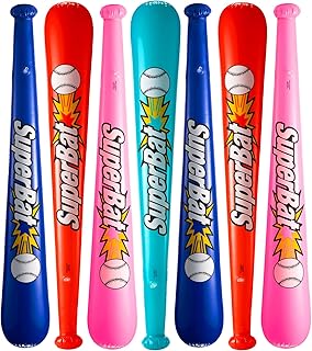 Inflatable Baseball Bats in Bulk - (Pack of 12) - Giant 42 Inch Baseball Party Favors for Kids, Sports Theme Toy Party Supplies and Birthday Party Decorations by Bedwina