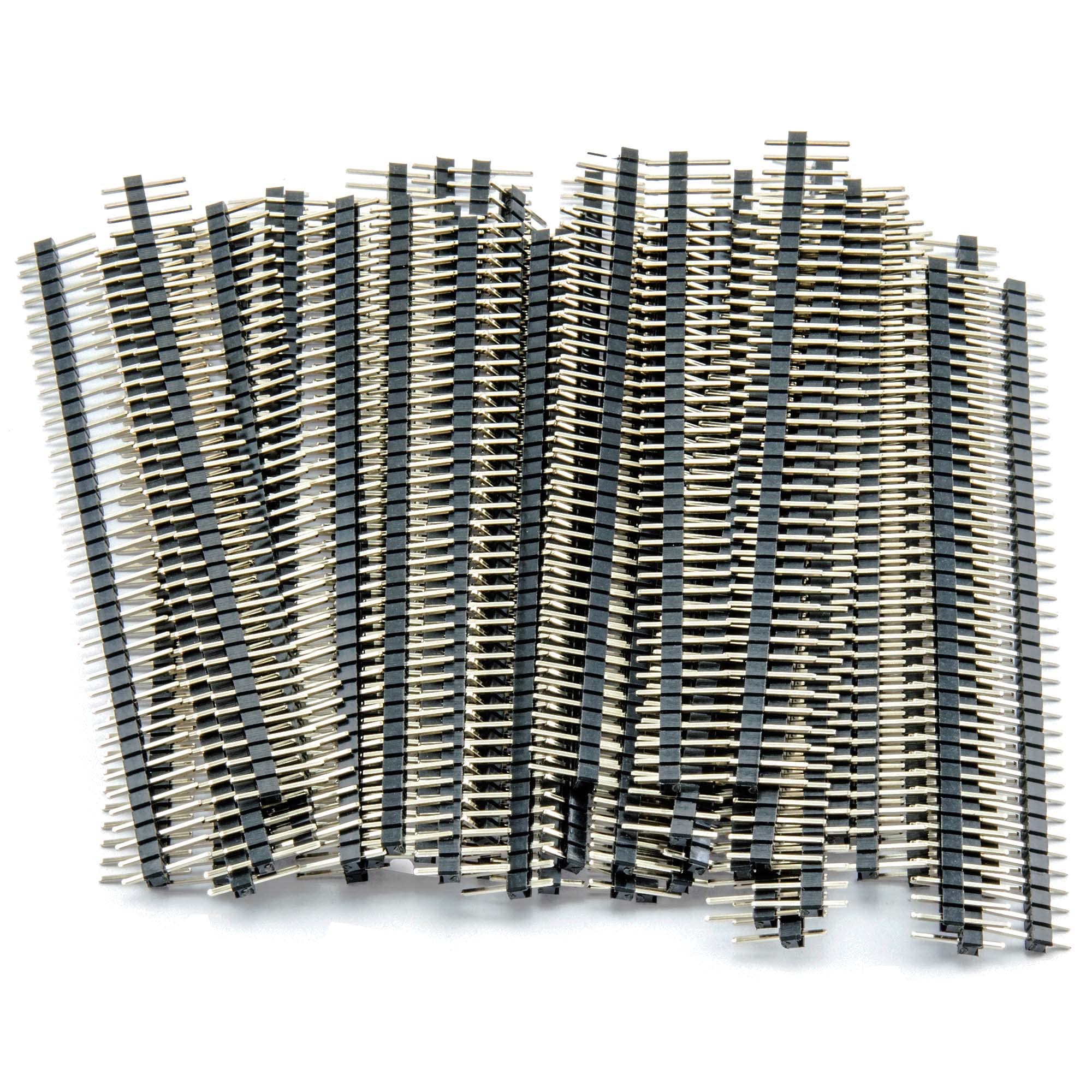 UMTMedia® 50pcs 40-pin Header Pins 2.54mm Breakaway Male for Breadboard 1x40 Single Row (50 X Black Headers)