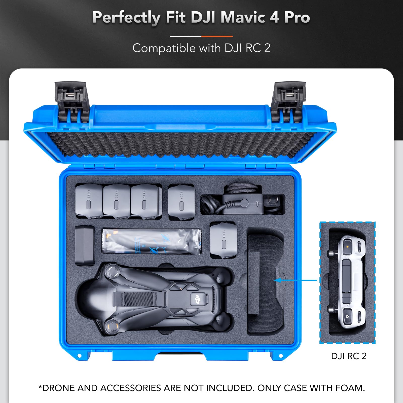 Lykus Titan M400 Maletín/Maleta/Estuche/Case Impermeable para dji Mavic 4 Pro, dji RC Pro 2/dji RC 2,Compatible con 6 baterías y Accesorios en Fly More Combo/Creator Combo[Solo MALETÍN]