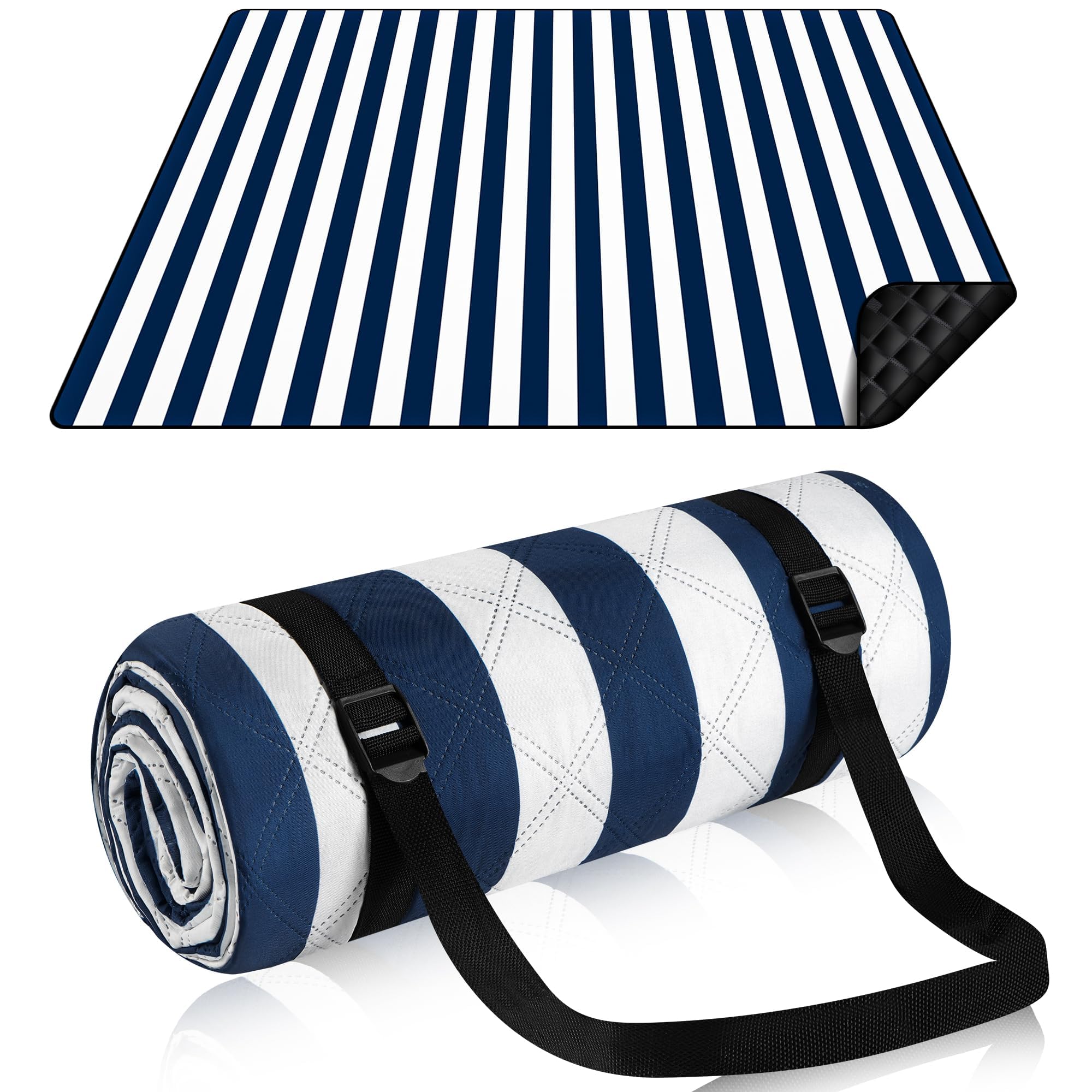 Coperta da Picnic Impermeabile 200x200 cm, Tappetino da Spiaggia Portatile Pieghevole Antisabbia