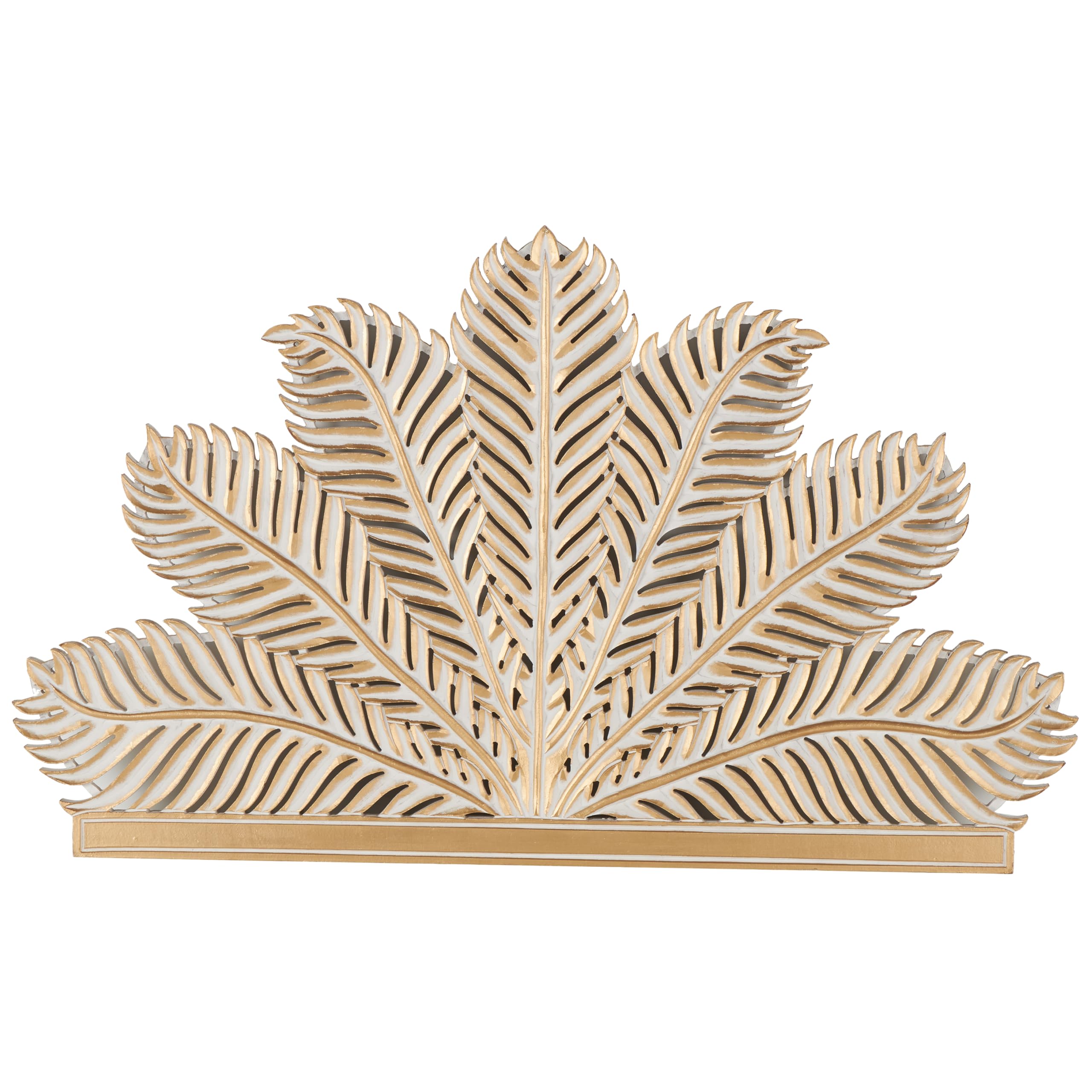 Deco 79 Wooden Leaf Home Wall Decor Palm Wall Sculpture with White Accents Wall Art 60 x 1