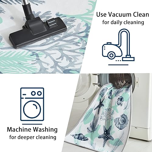 Miniatura 6 de Tritard Alfombras Coastal Area Rugs - Alfombras náuticas con temática de playa, antideslizantes, lavables a máquina, modernas para sala de estar o