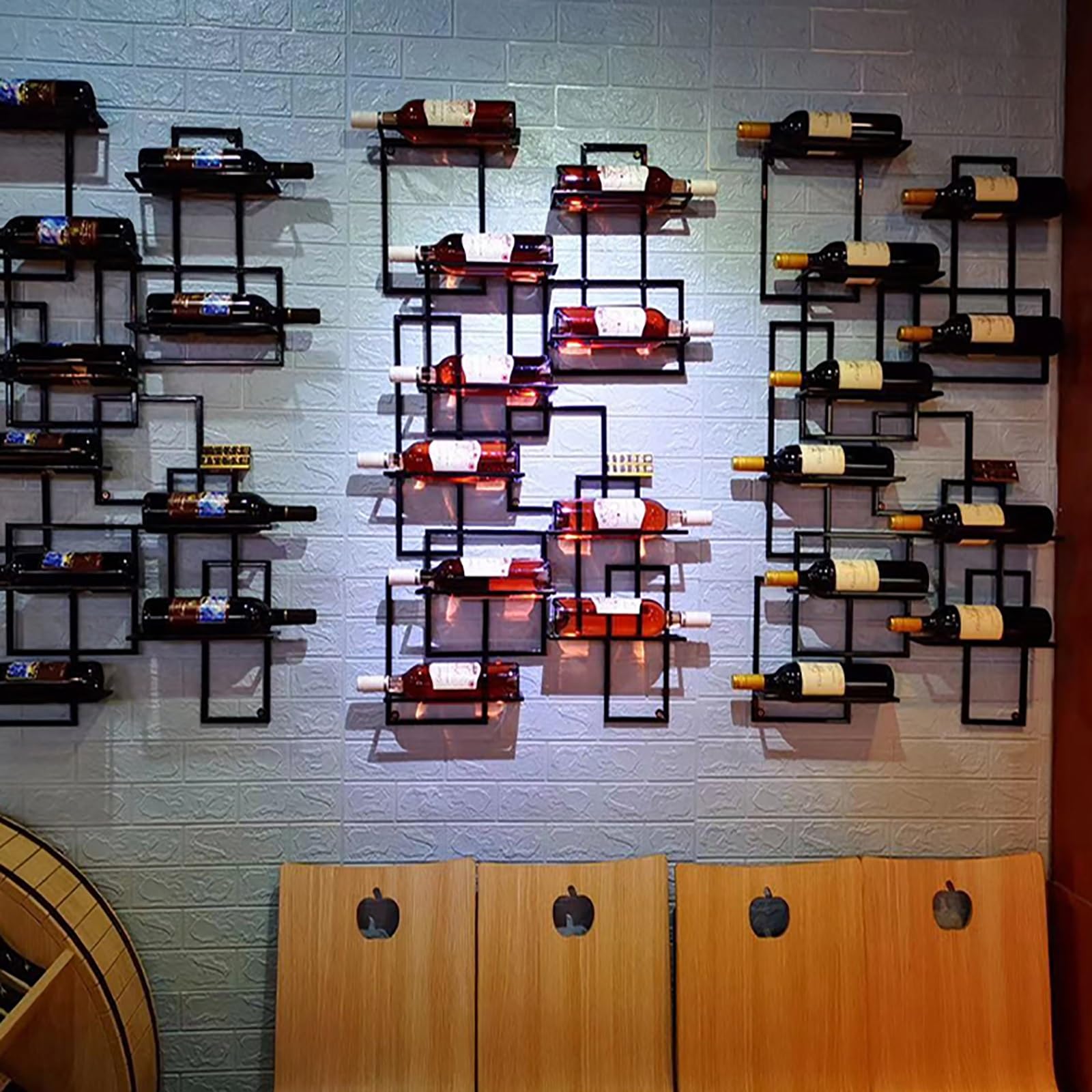 Porte-bouteilles mural en métal pour la maison, le bar, la salle à manger, la cuisine - Multifonction