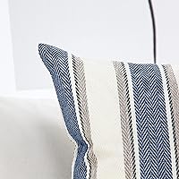 Vista 5 de JOJUSIS - Paquete de 2 fundas para cojines con diseño a rayas, estilo casa de campo, 18 x 18 pulgadas, azul