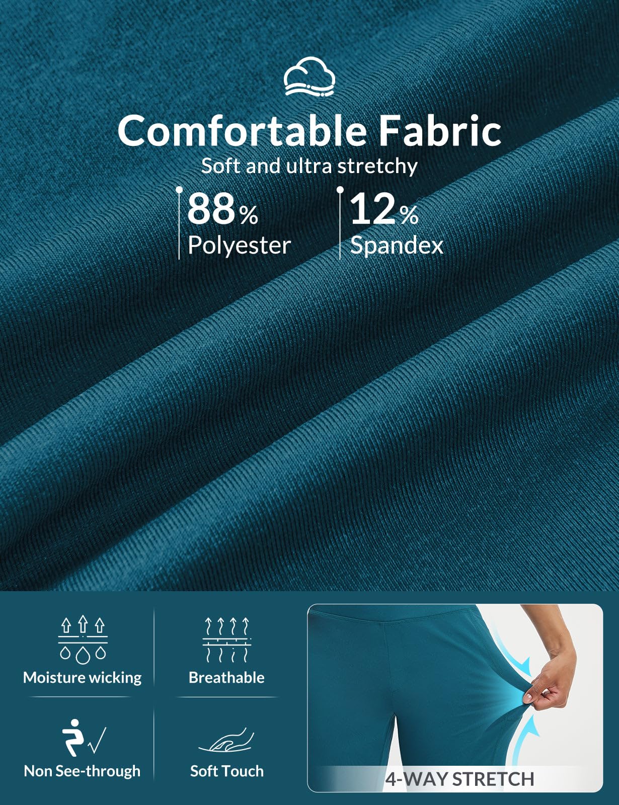 baleaf Pantalones cortos para mujer con bolsillos, 9 pulgadas, bermudas, hasta la rodilla, pantalones de verano, cintura alta, pantalones de yoga, lounge elásticos, pantalones de senderismo, ropa