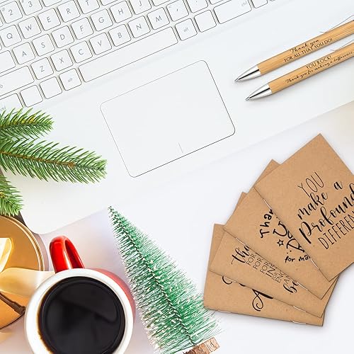 Miniatura 4 de Tinlade 100 piezas de regalo de agradecimiento a los empleados, mini cuadernos inspiradores y bolígrafos de bambú motivacionales, regalo de