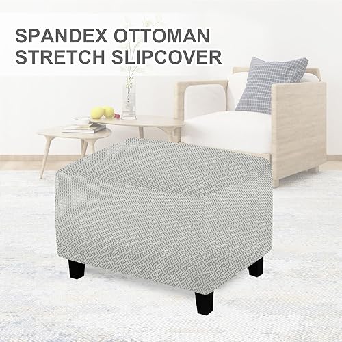 Miniatura 7 de Funda otomana de sofá resistente al desgaste, fundas otomanas rectangulares elásticas, funda para taburete de pies, fundas de taburete extraíbles