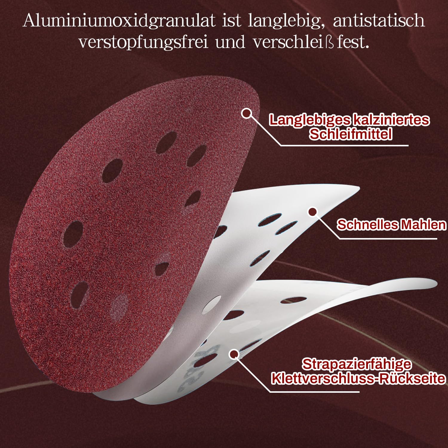 100 sztuk papieru ściernego 125 mm na rzep – 8-otworowe tarcze szlifierskie do szlifierek mimośrodowych, ziarnistość 40/60/80/120/180/240/320/400, pasuje do szlifierek mimośrodowych i szlifierki