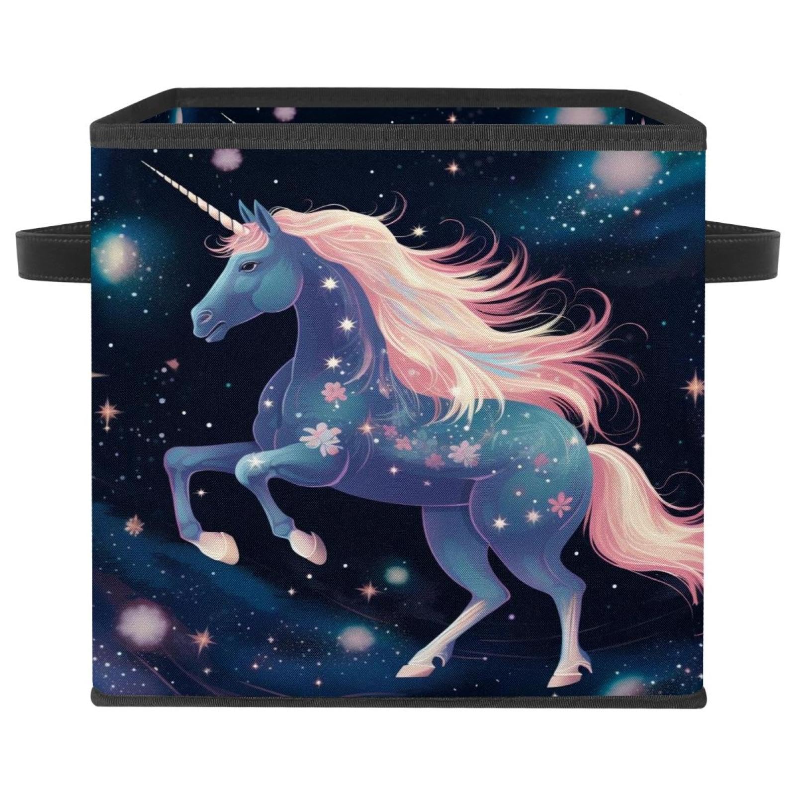 Boîte de rangement licorne gain de place, grand panier en tissu pour placard et linge propre