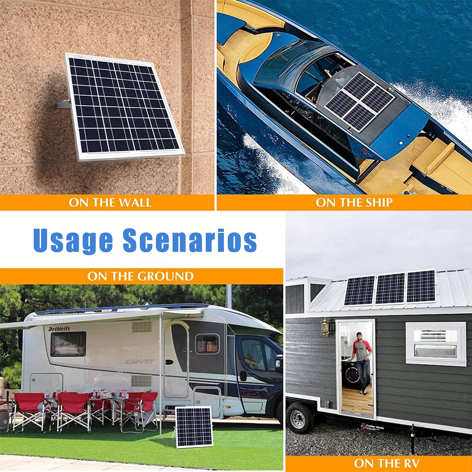 Panel solar de 20 W 12 V portátil panel solar coche Trickle kit cargador de batería con controlador 5A ajustable soporte de inclinación para coche barco motocicleta tractor