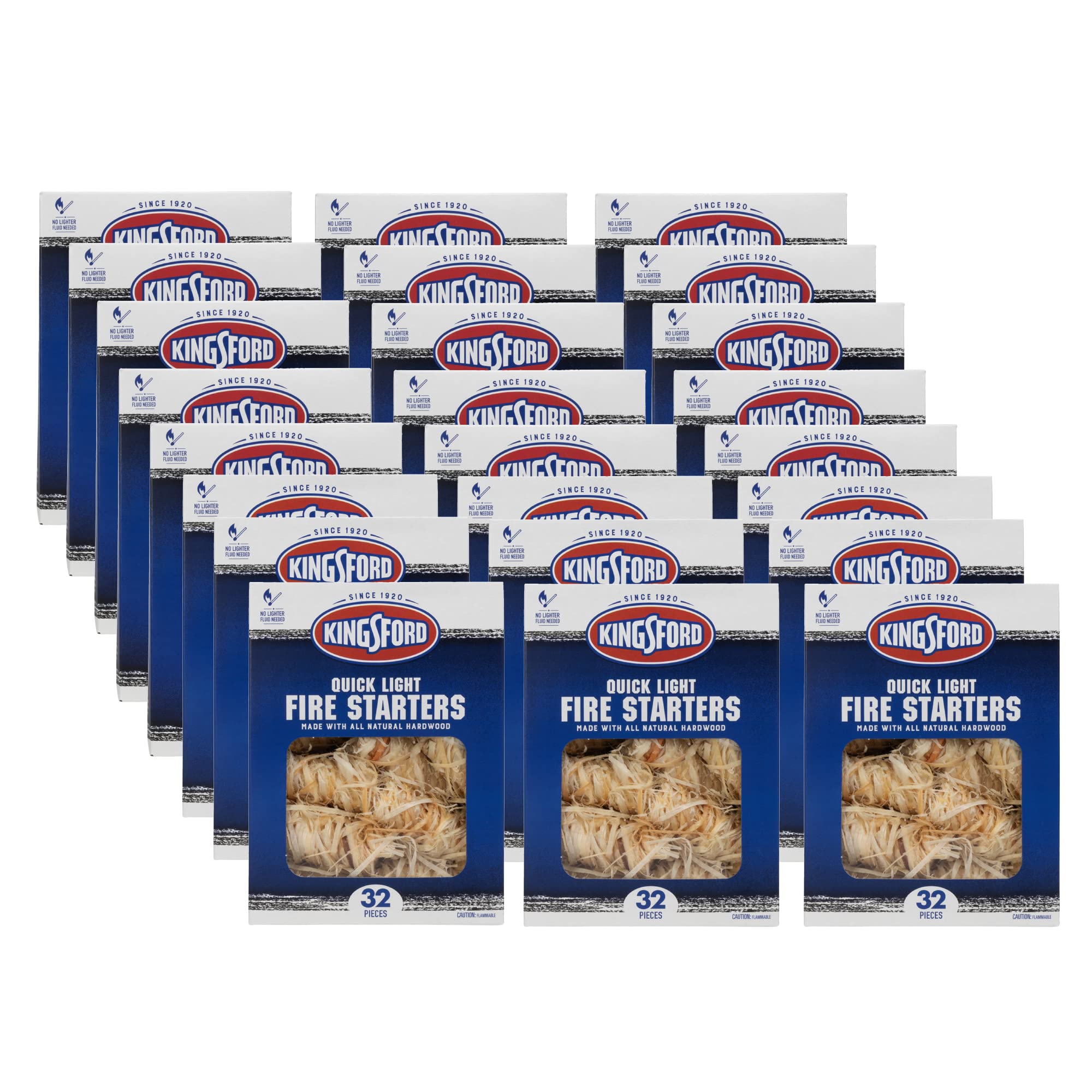 KINGSFORD Quick Light Fire Starters | Wooden Fire Starters Made with All Natural Hardwood for Grilling, Campfires, & Outdoor Fireplaces | 32 Count Fire Starter Rolls - 24 Pack