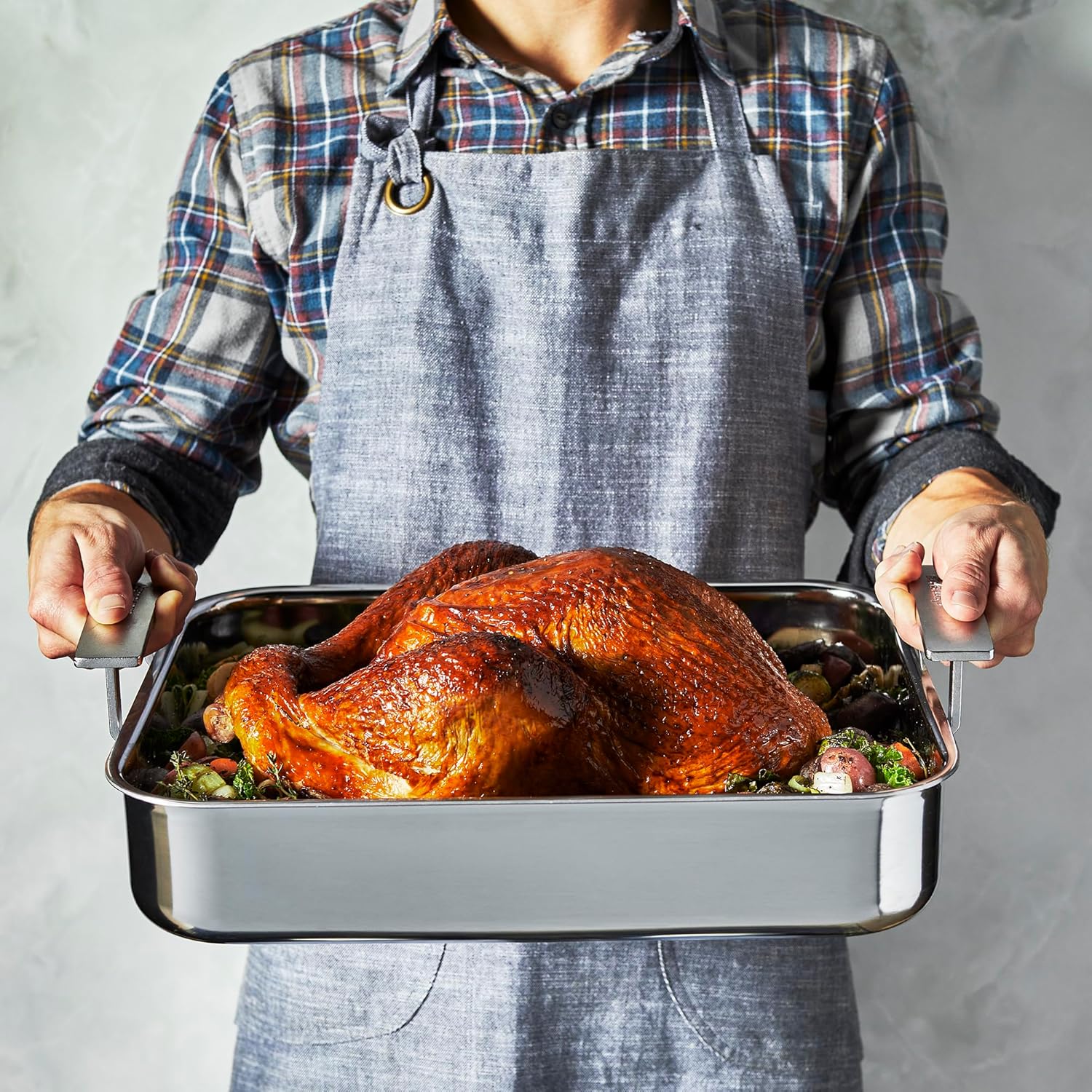 Demeyere Industry 5-Ply Stainless Steel 15.7 X 13.3-inch Roasting Pan