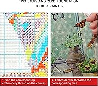 Vista 5 de DMCVIVR Stamped Cross Stitch Kits for Beginners Adults Needlepoint Kits for Beginners Embroidery Kits for Adults Crossstitch Kit for Beginners