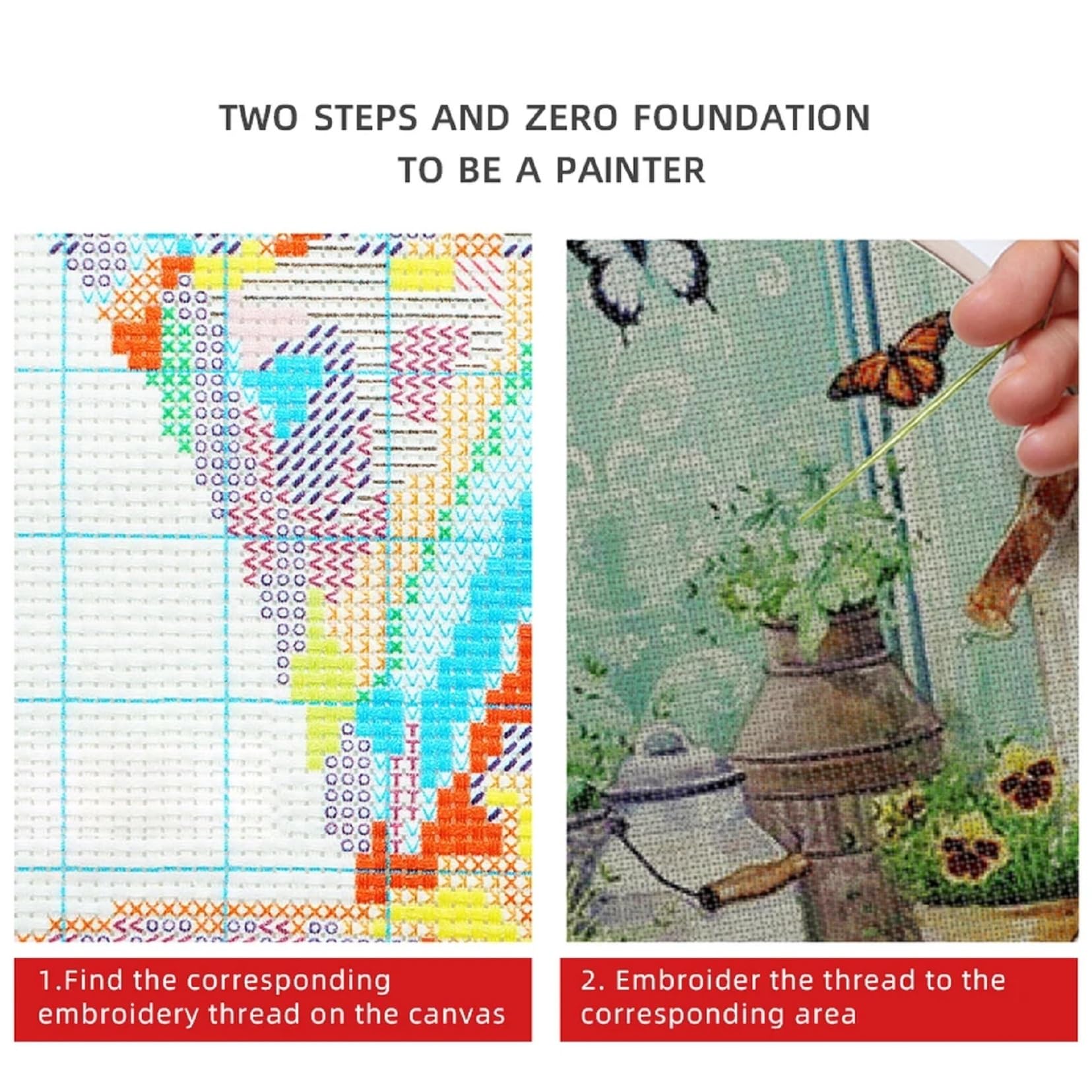 DMCVIVR Kits de punto de cruz estampado para principiantes y adultos, kits de punto de aguja para principiantes, kits de bordado para adultos, kit de punto de cruz para principiantes, 11 quilates,