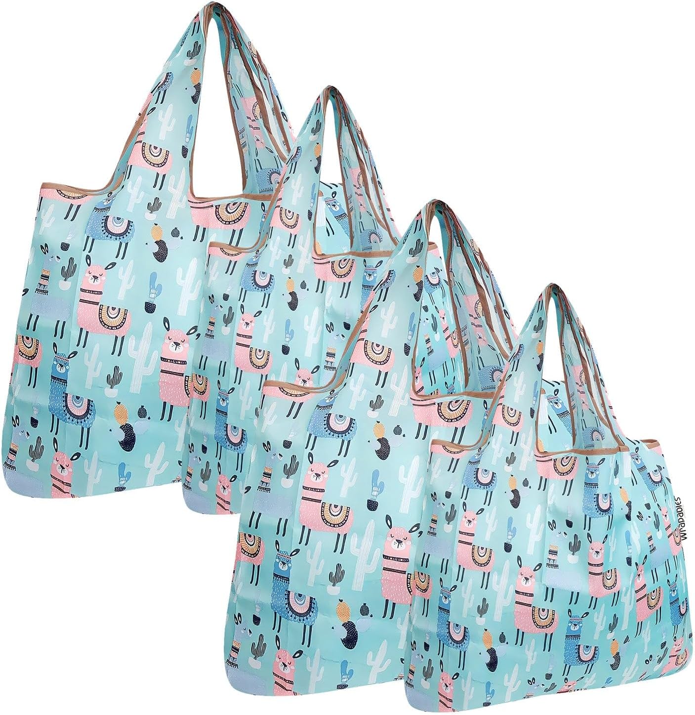 allydrew Large & Small Foldable Tote Nylon Reusable Grocery Bags, Set of 4