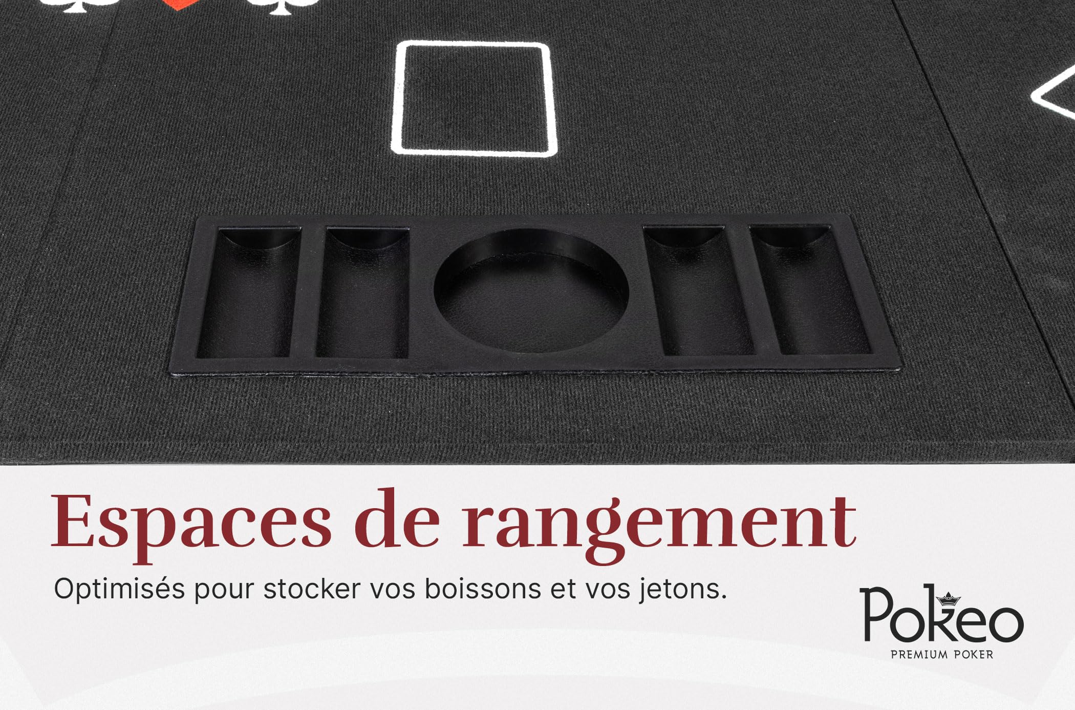 Alfombra de póker plegable 4 partes rectangular negra con portavasos