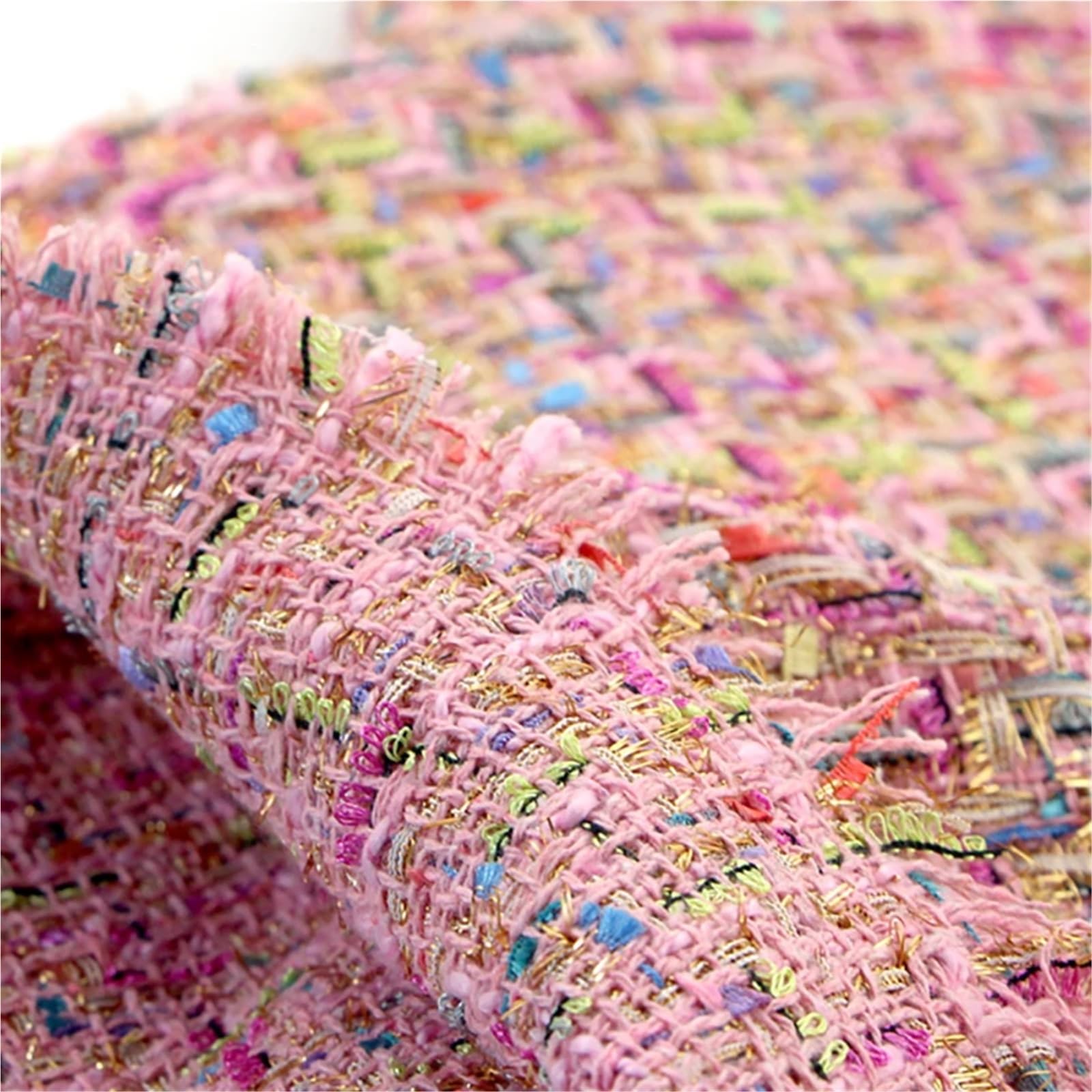 Tela tejida de tweed, Tela de Tweed rejilla poliéster Multicolor 1m x 1,45m for coser(Color-10)