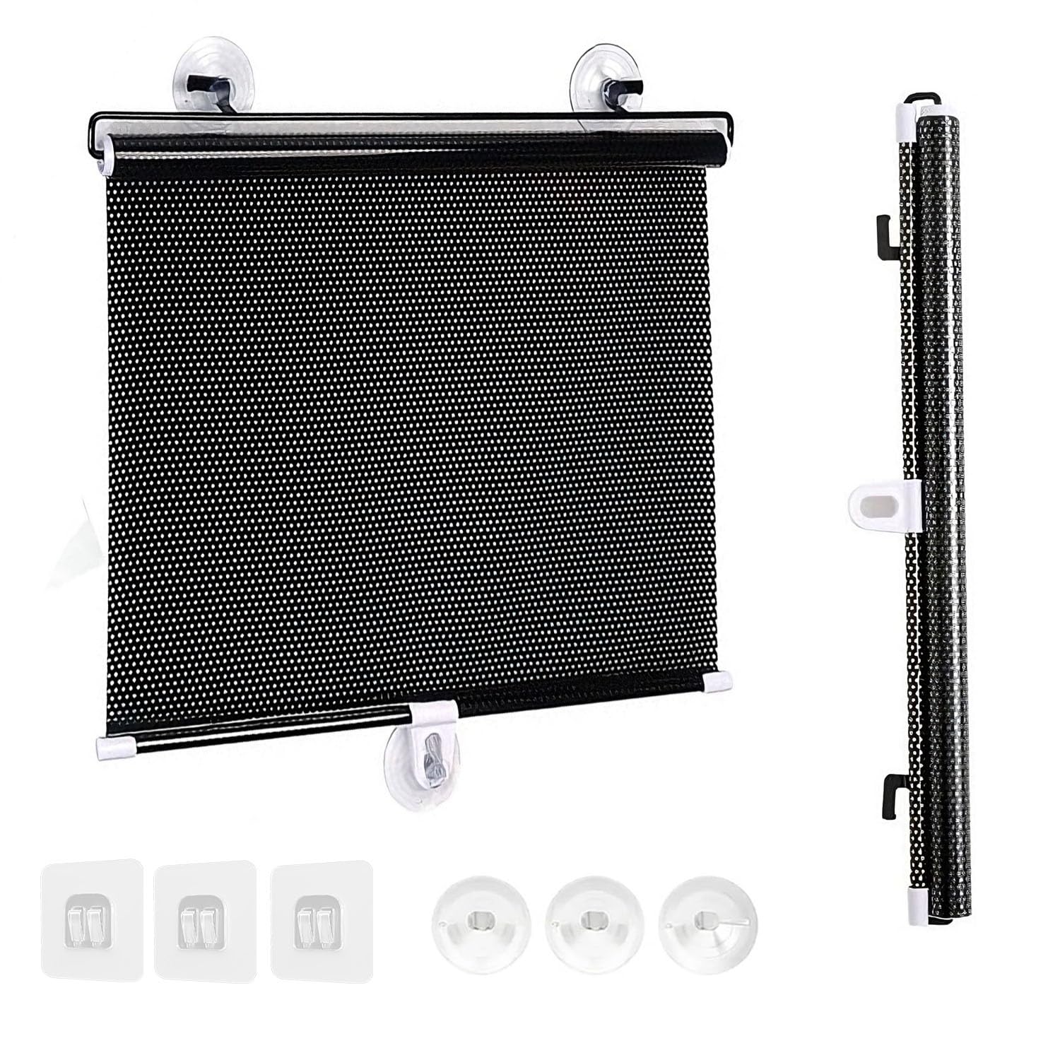 Store Occultant Fenetre de Toit à Ventouse, Store Enrouleur Pare-Soleil Rétractable, Rideau Opaque Isolant sans Percage pour Salon Bureau Voiture Chambre
