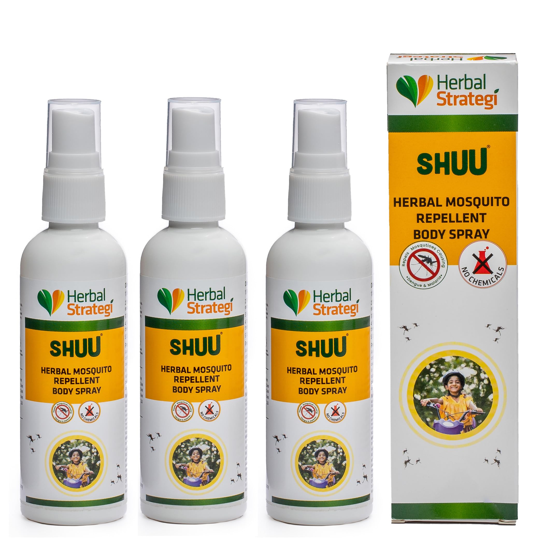 Herbal Strategi – MoSpray Herbal Mosquito Spray | Body Spray | Completely Herbal | Mosquito Repellent Spray | Made with Palmarosa, Lemongrass, Eucalyptus & Tulsi | Eco-friendly & Biodegradable | Irritant-Free, Chemical-Free |Baby-Safe, Skin-Safe, Plant-Safe | 100mL (Pack of 3)