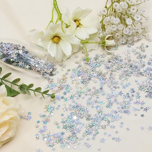 Miniatura 9 de 3.52 oz / 100 g de confeti de estrella plateada, confeti de mesa de estrella, estrella con purpurina centelleante, purpurina de confeti, decoración