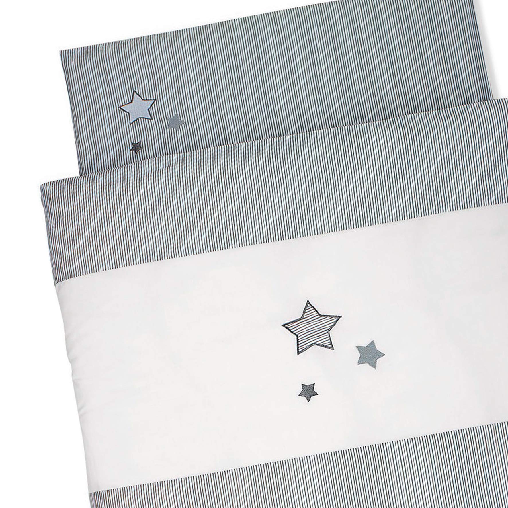 Sterntaler Kinder-Bettwäsche, Kopfkissen und Bettdecke, Stern-Motiv, Größe: 135 x 100 cm, Grau