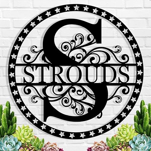 Custom Last Name Sign Personalized Last Name Metal Signs Family Name Sign Personalized Metal Sign Metal Wall Art Split Monogram Personalized Wedding