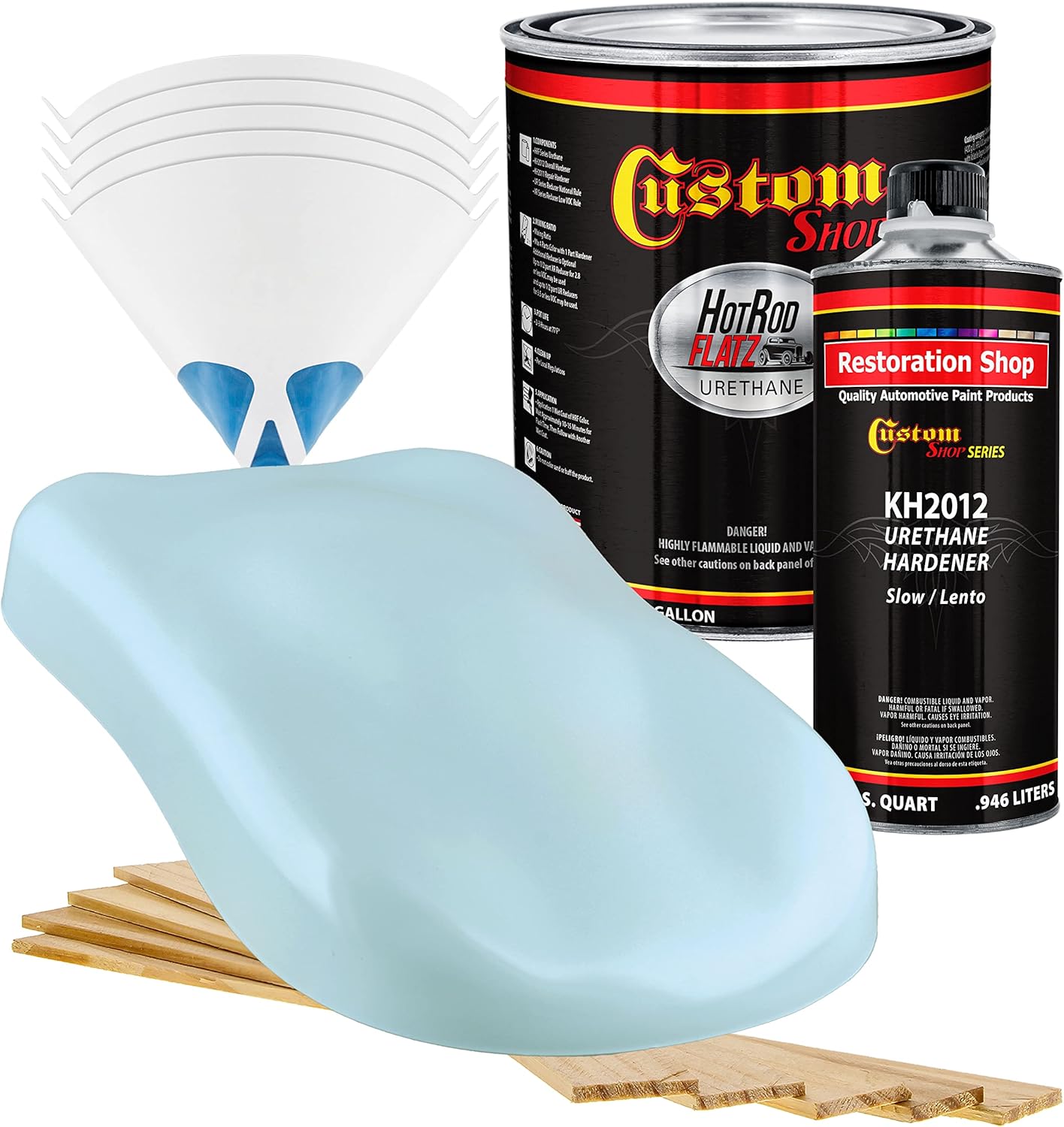 Custom Shop - Powder Blue - Hot Rod Flatz Flat Matte Satin Urethane Auto Paint - Complete Gallon Paint Kit - Professional Low Sheen Automotive, Car Truck Coating, 4:1 Mix Ratio
