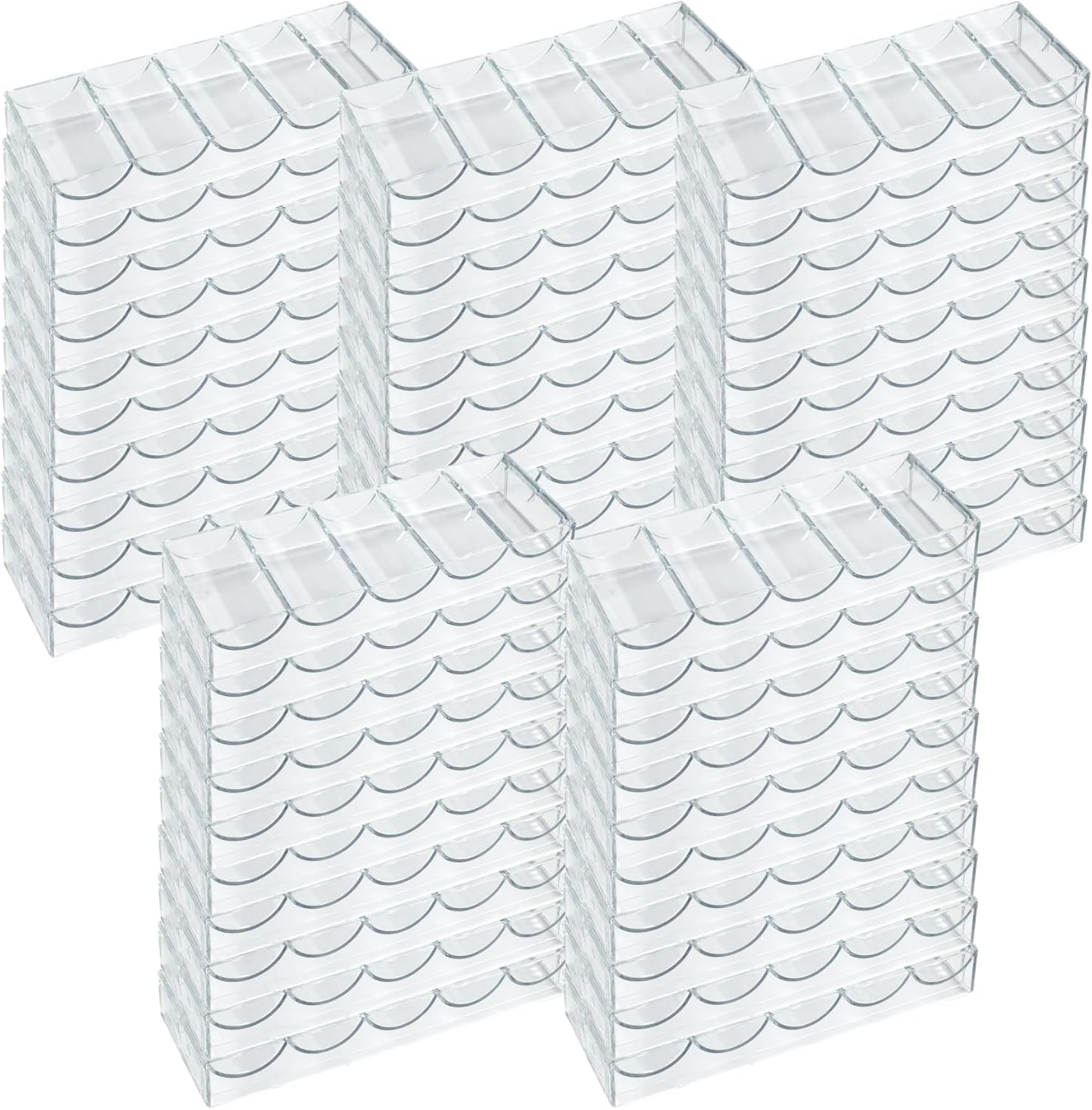Poker Chip Trays - 100-count Clear Acrylic Poker Chip Racks - Chip Storage and Display Case
