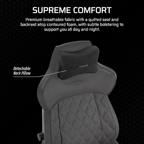 Corsair TC500 Luxe Fauteuil Gaming – Tissu Respirant de Qualité Supérieure – Sièges Larges – Accoudoirs Réglables dans Cinq Directions – Support Lombaire Réglable – Inclinaison 90-135 degré – Ombre - 5