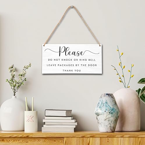 Miniatura 3 de Placa de recordatorio de advertencia de no solicitud, Please Do Not Knock Or Ring Doorbell Letrero de sueño para bebé para puerta delantera, puerta