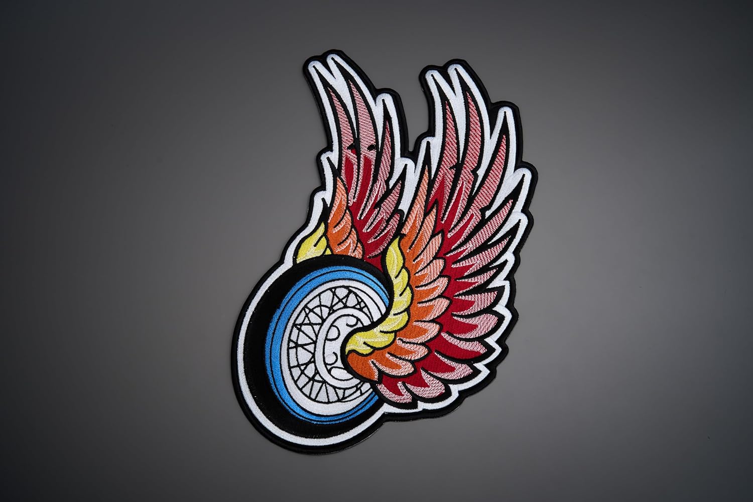 Flying Wheel Large Back Embroidered Patch for Vest/Iron-on/Sew on