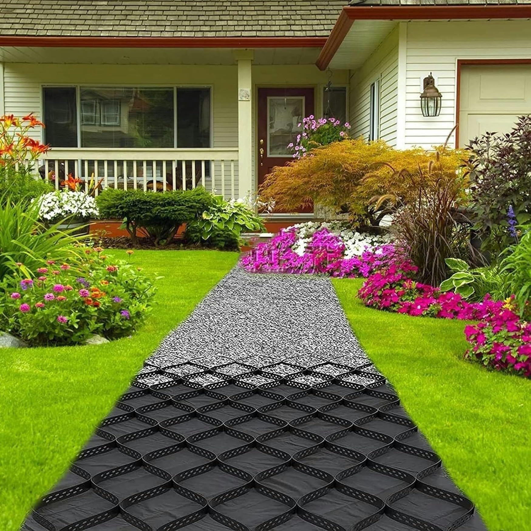Géogrille de sol stabilisatrice pliable pour aménagement de parking et allée de jardin