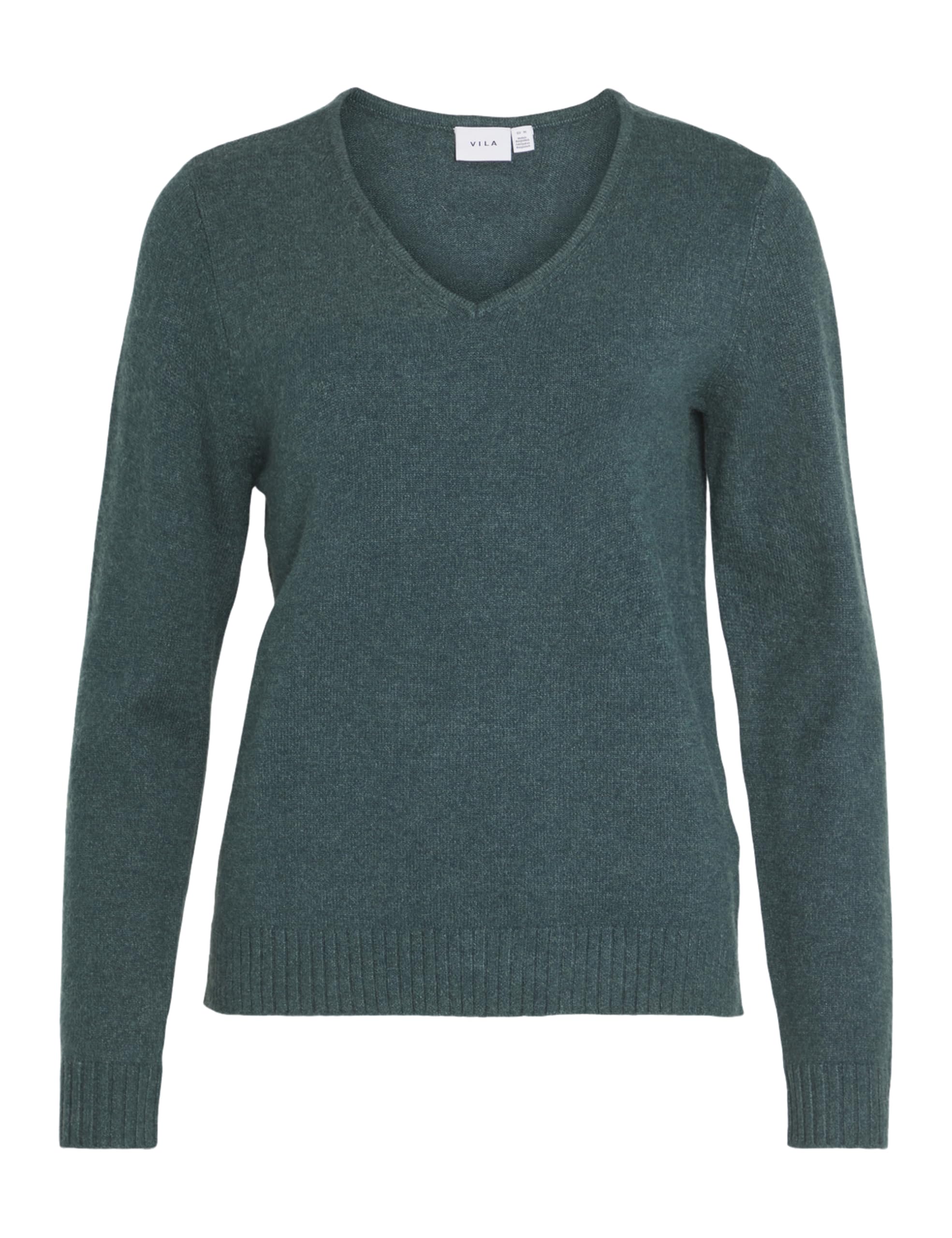 Vila Female Knitted V-Neck Jumper, Ponderosa Pine/Detail: Dark Melange, XS