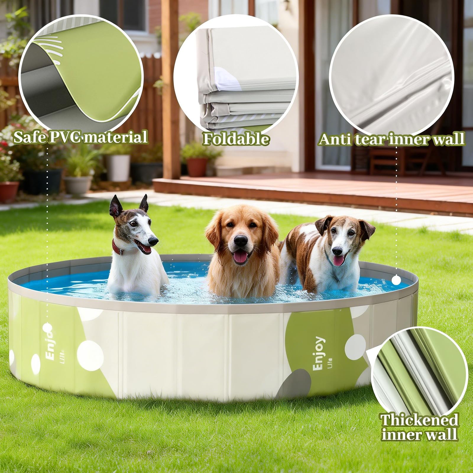 Piscine pour Chiens, pataugeoire Pliable pour Chiens, résistante à l'usure et antidérapante pour Animaux de Compagnie (Gris)