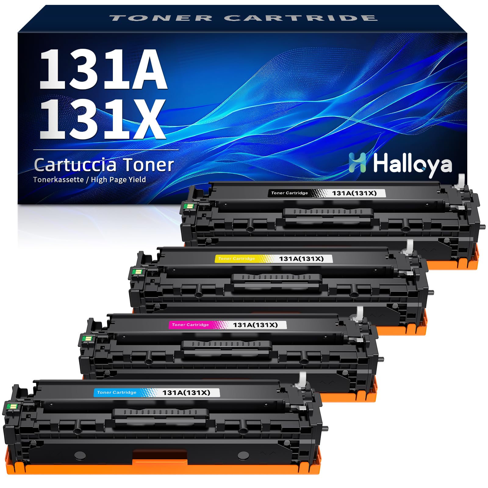 Halloya 131X Compatibili Cartucce di Toner per HP 131A CF210A 131X CF210X CF211X CF213X CF212X per Laserjet Pro 200 Color MFP M276n M276nw M251n M251nw (Nero Ciano Magenta Giallo, 4-Pack)