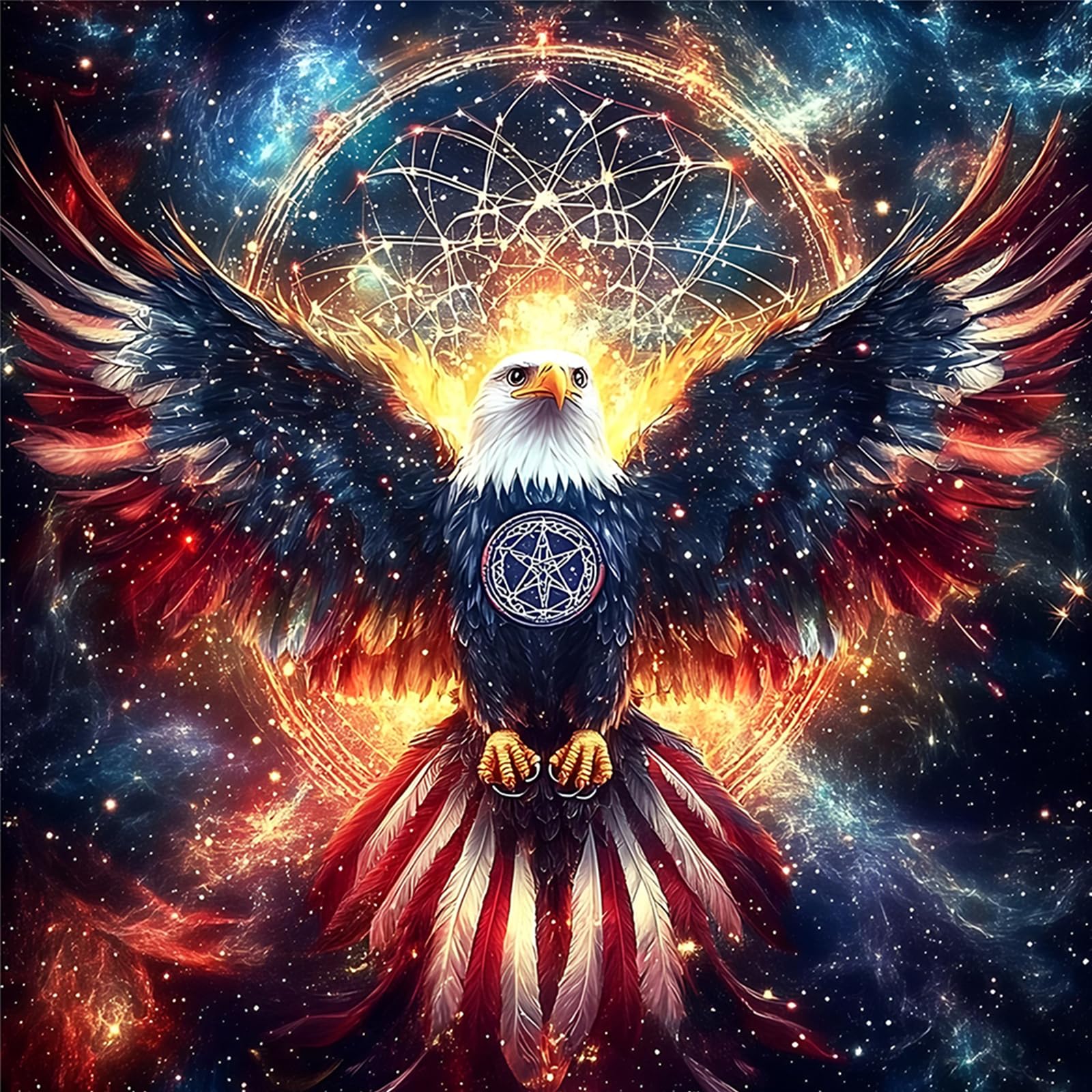 POETRYDRAW Eagle Full DIY 5D Round Drill Gem Art Diamond Art Painting Kits for Adults Home Decor Diamond Art Paintings Picture Arts Craft 15.75x15.75in