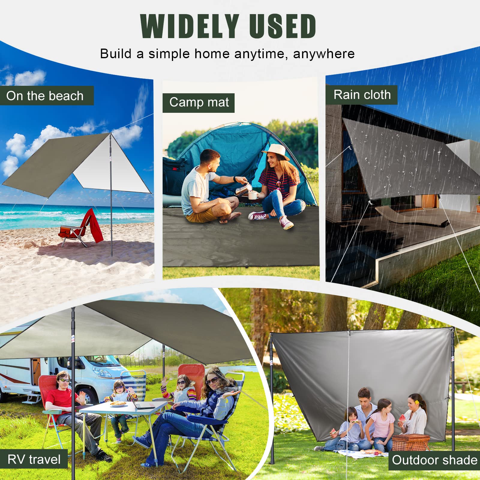 bâche de Camping imperméable, hamac Anti-Pluie Anti-UV abri Solaire Tente de Camping en Plein air bâche Coupe-Vent Anti-Neige bache de randonnée