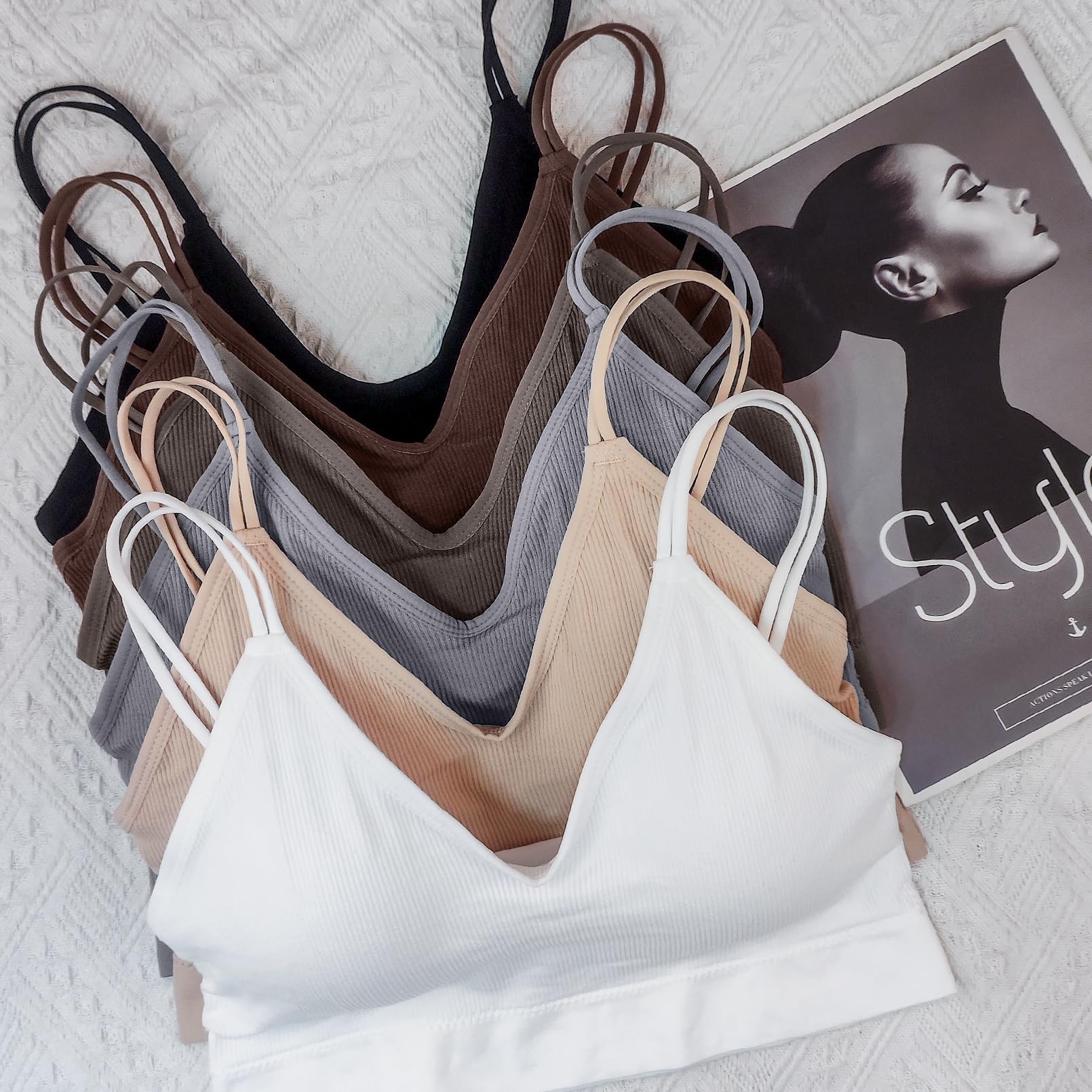 BQTQ 6 Pezzi Reggiseno Sportivi da Donna Reggiseni con Spalline Imbottite Rimovibili Bralette