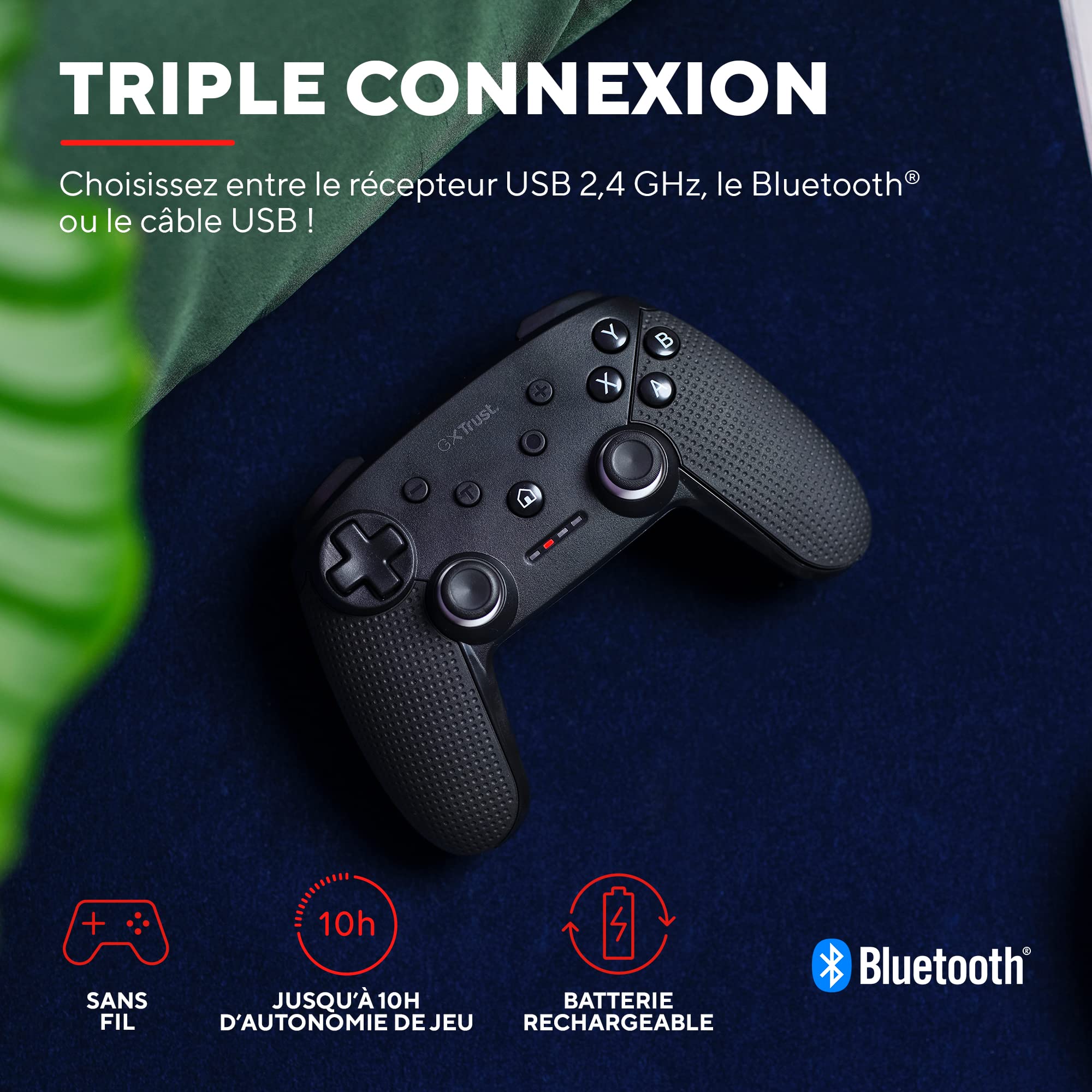 Trust Gaming GXT 542 Muta Manette Switch & PC sans Fil Bluetooth / 2.4GHz / USB, 75% Matériaux Recyclés, Batterie Rechargeable, pour Nintendo Switch Oled, iOS, Android, Consoles, Windows 10 / 11