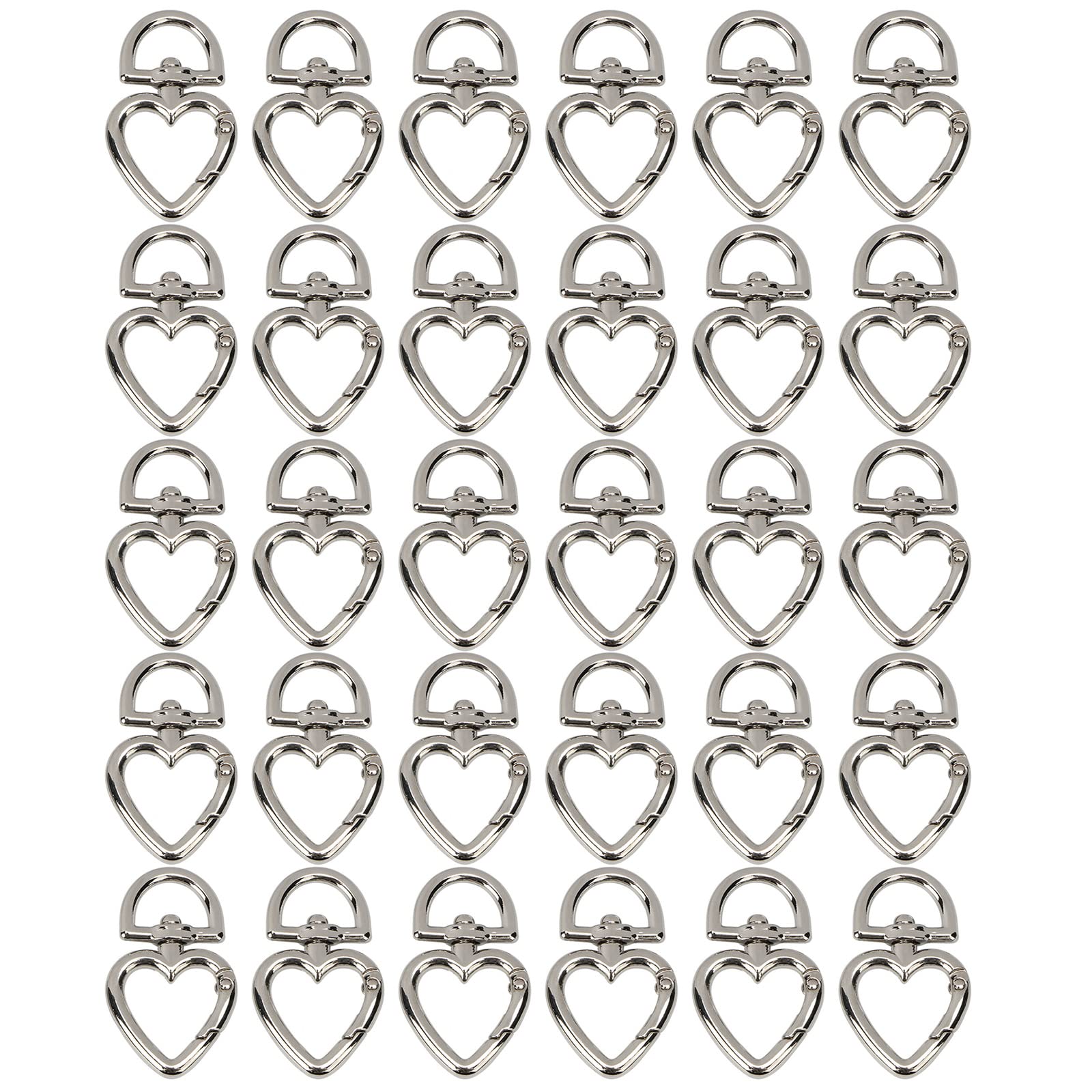Buxuaaaa 30Pcs Heart Metal Buckle Snap Hook Keyring Zinc Alloy Buckles Trigger Spring Keyring Buckle for Leather Craft Clasp Heavy Duty Large Snap Hook D
