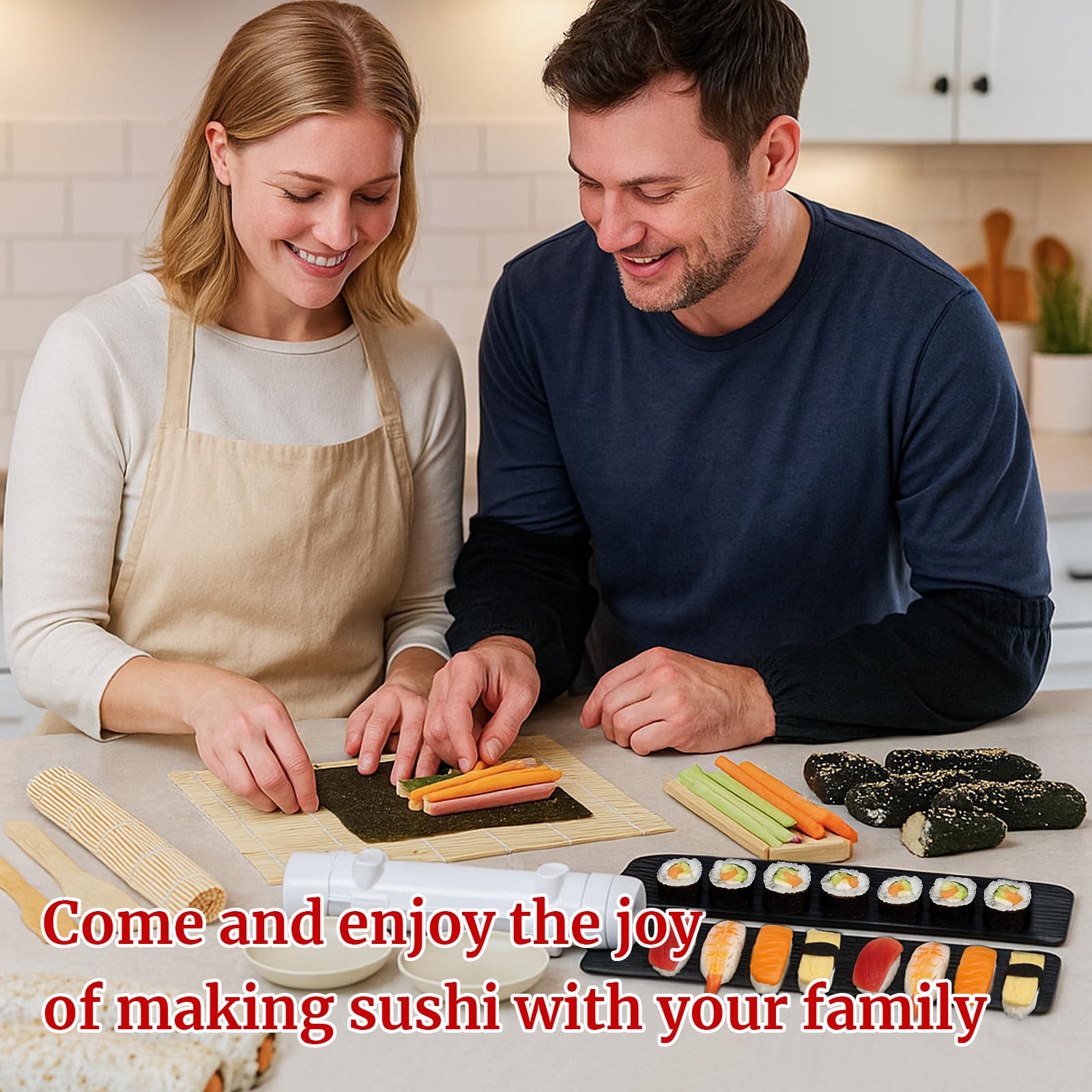31-teiliges Sushi-Set – professionelles Sushi-Set mit Bambusmatte, Reisstreuer, Sushi-Form und Kochutensilien – perfekt für hausgemachte Sushi-, Sashimi- und Maki-Rollen