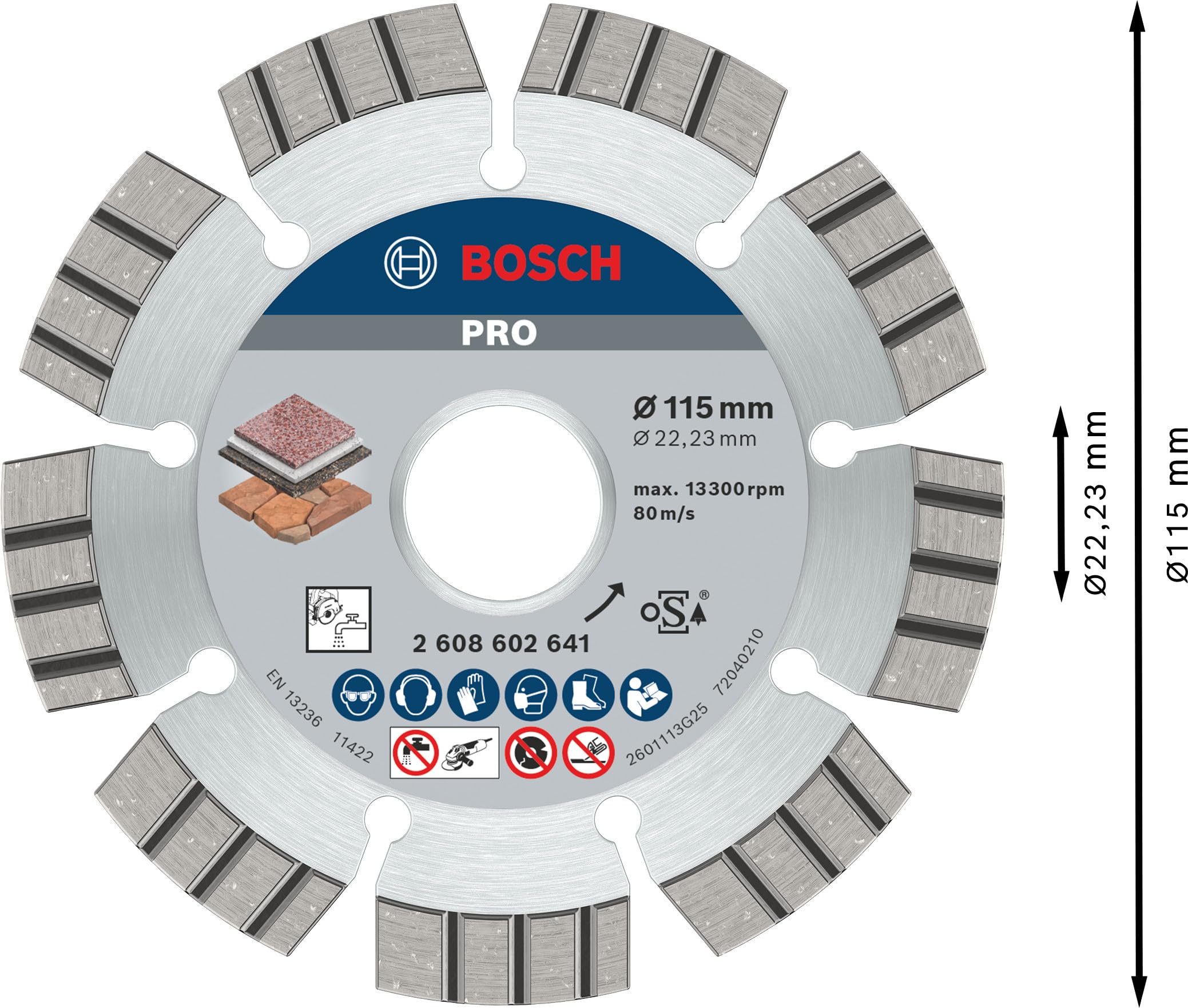 Bosch 2 608 602 641 - Disco de corte de diamante Best for Stone - 115 x 22,23 x 2,2 x 12 mm (pack de 1)