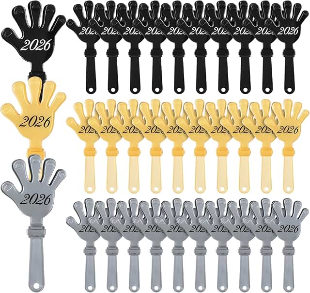 36-Pack Glitter Hand Clappers (7 In) for NYE 2026 & Sporting Events
