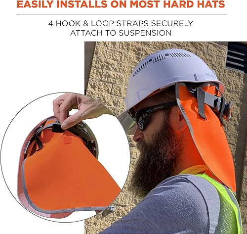 Miniatura 10 de Ergodyne - 29063 GloWear 8006 - Sombra de cuello para casco de alta visibilidad con ribete reflectante, color lima, 1 unidad (paquete de 1)