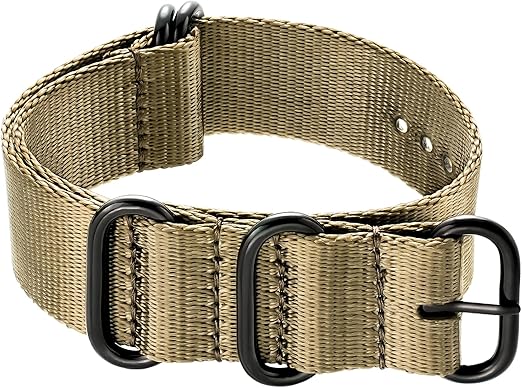 Ritche Christmas Gift 18mm 20mm 22mm 24mm Military Ballistic Nylon Strap With Black Heavy Buckle Watch Band (Glossy Buckle), White Elephant Gifts, Stocking Stuffers for Men