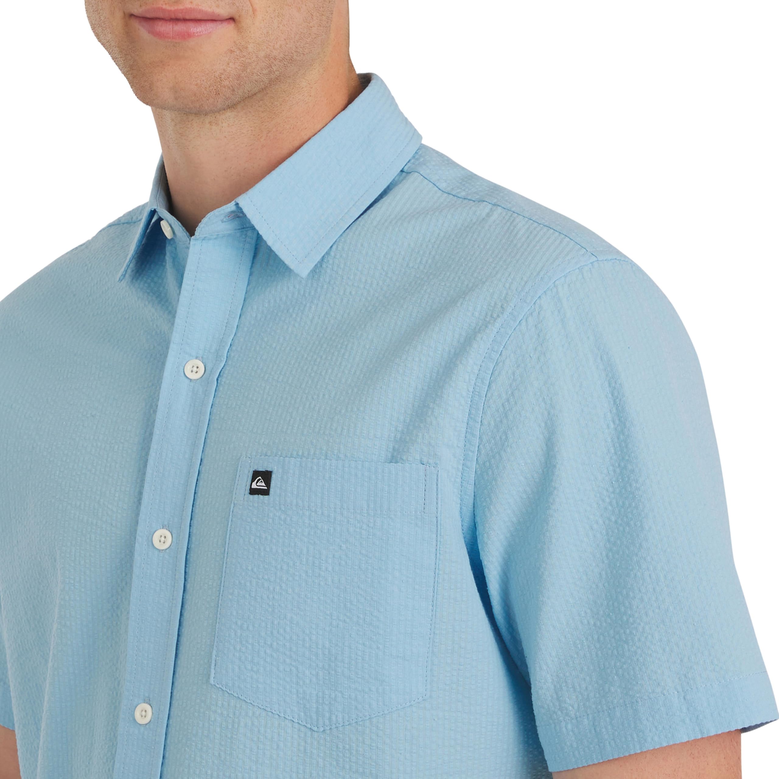 Quiksilver Premium Cotton Short Sleeve Button Down Seersucker Shirt Camicia Seersucker Uomo (Pacco da 1)