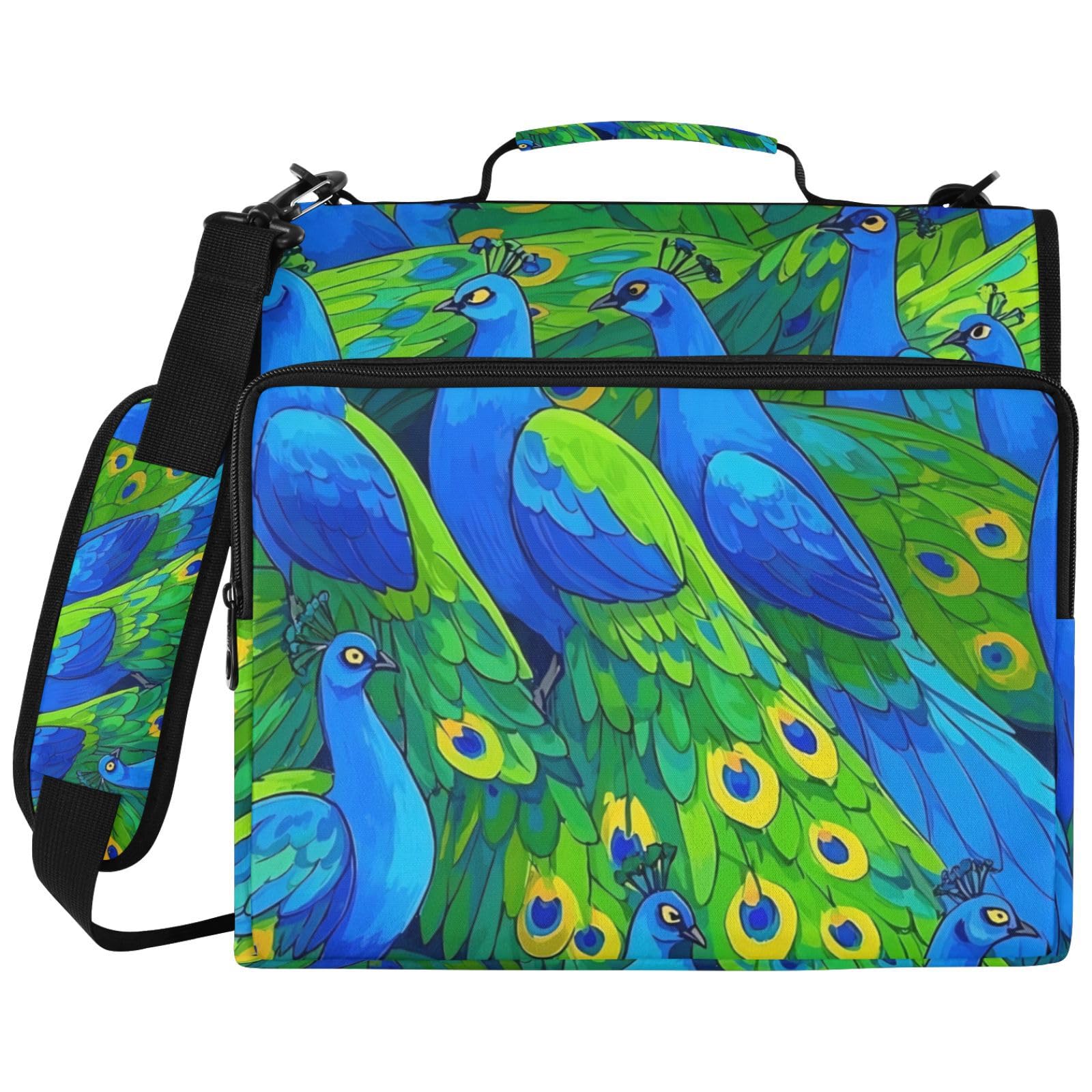 3-Ringbuchtasche mit Reißverschluss, Pfauenblau
